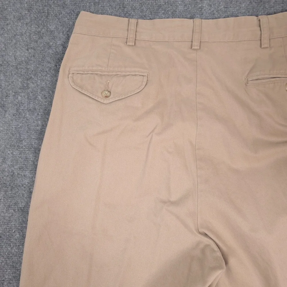 VTG Polo Ralph Lauren Hammond Pant Mens 35x28* Beige Chino Pleated Cuffed READ